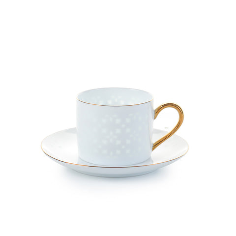 LINGLONG Clover Pattern 2 Piece Coffee Cup and Saucer Set