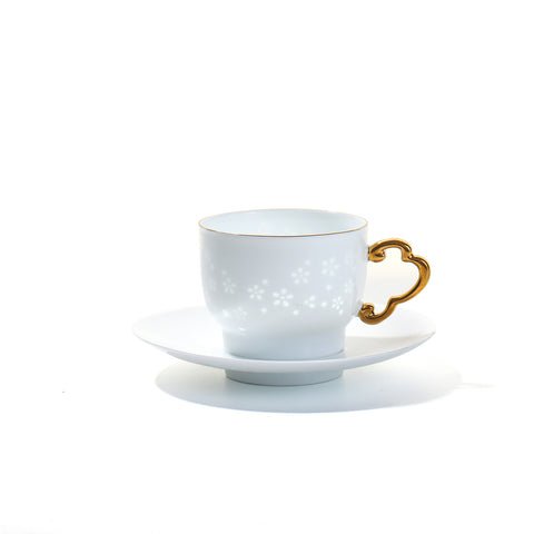LINGLONG Small Flower 2 Piece Coffee Cup and Saucer Set