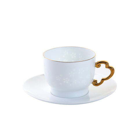 LINGLONG Small Flower 2 Piece Coffee Cup and Saucer Set