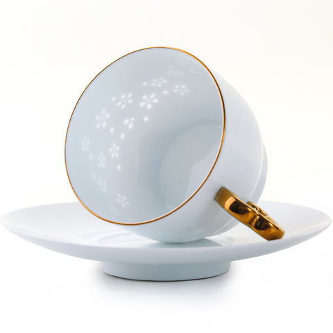LINGLONG Small Flower 2 Piece Coffee Cup and Saucer Set