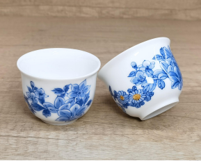 Eight Hand-Painted Blue and White Porcelain - Blue Blossom Elegance