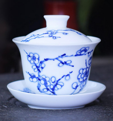 The Hand-Painted Blue and White Plum Blossom Tea Bowl