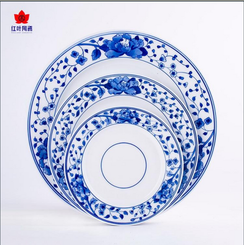 Underglaze Hand-Painted Blue and White Chinese Tableware - Garden of Blooms