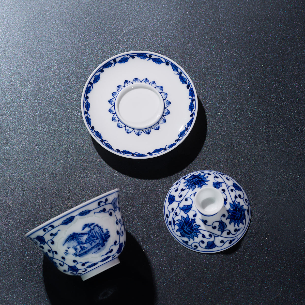 Luminous Landscapes · Hand-Painted 5-Piece Gaiwan Tea Set — detail view 1