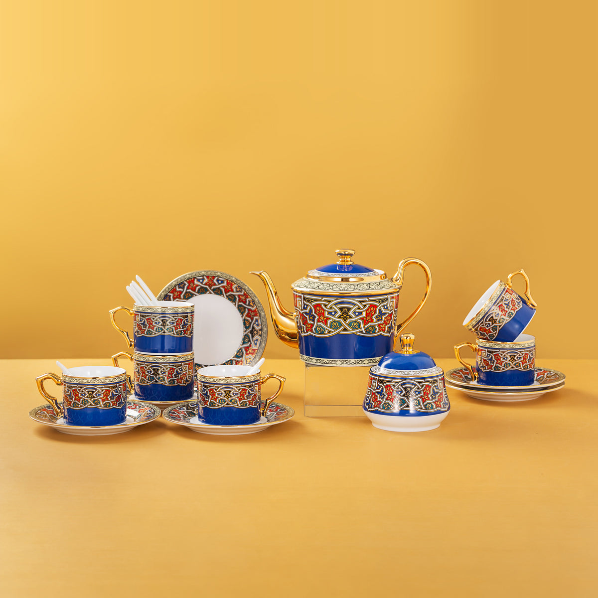 Blue Tajik · 20-Piece Coffee Service — complete display