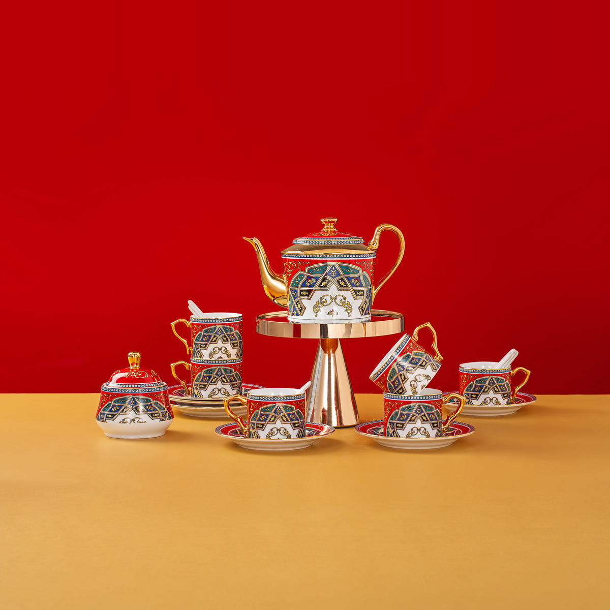 Red Tajik · 20-Piece Coffee Service — complete display