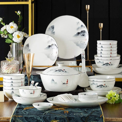 Porcelain Dinner Set for 12