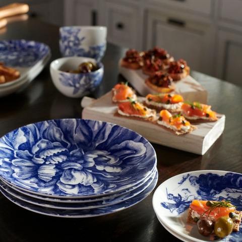 Elegant Jingdezhen porcelain salad plates and bowls with intricate hand-painted designs