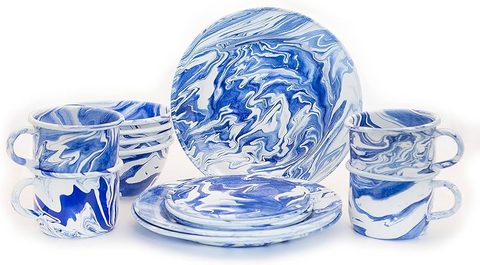 Swirl Hand Painted Collection Plates and Bowls: A Masterpiece of Jingdezhen Porcelain