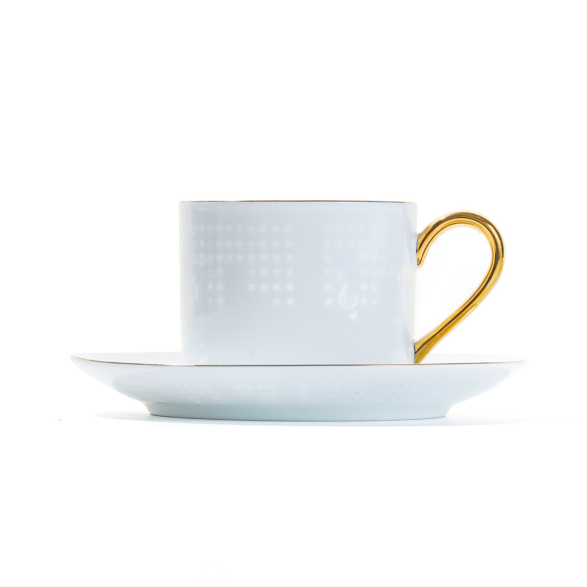 LINGLONG Music Note Pattern 2 Piece Coffee Cup and Saucer Set
