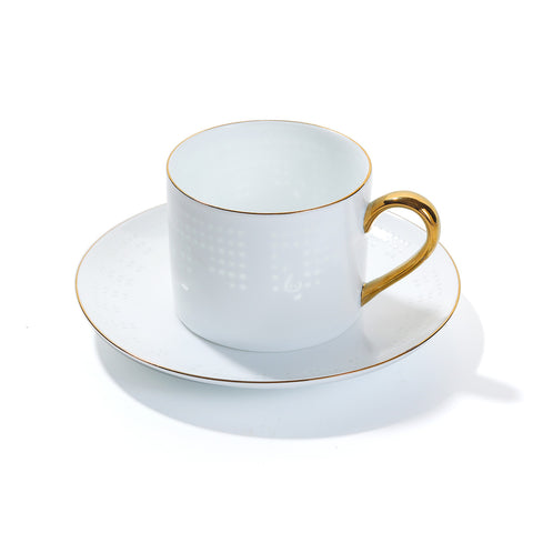 LINGLONG Music Note Pattern 2 Piece Coffee Cup and Saucer Set