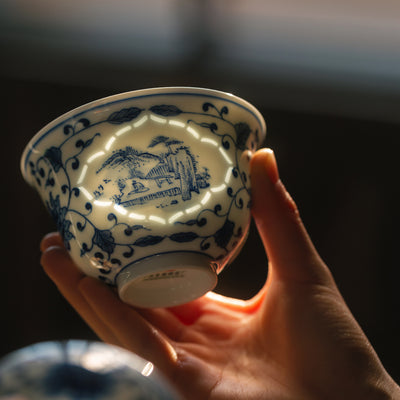 Luminous Landscapes · Hand-Painted 5-Piece Gaiwan Tea Set — detail view 2