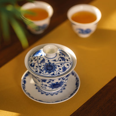 Luminous Landscapes · Hand-Painted 5-Piece Gaiwan Tea Set — detail view 3
