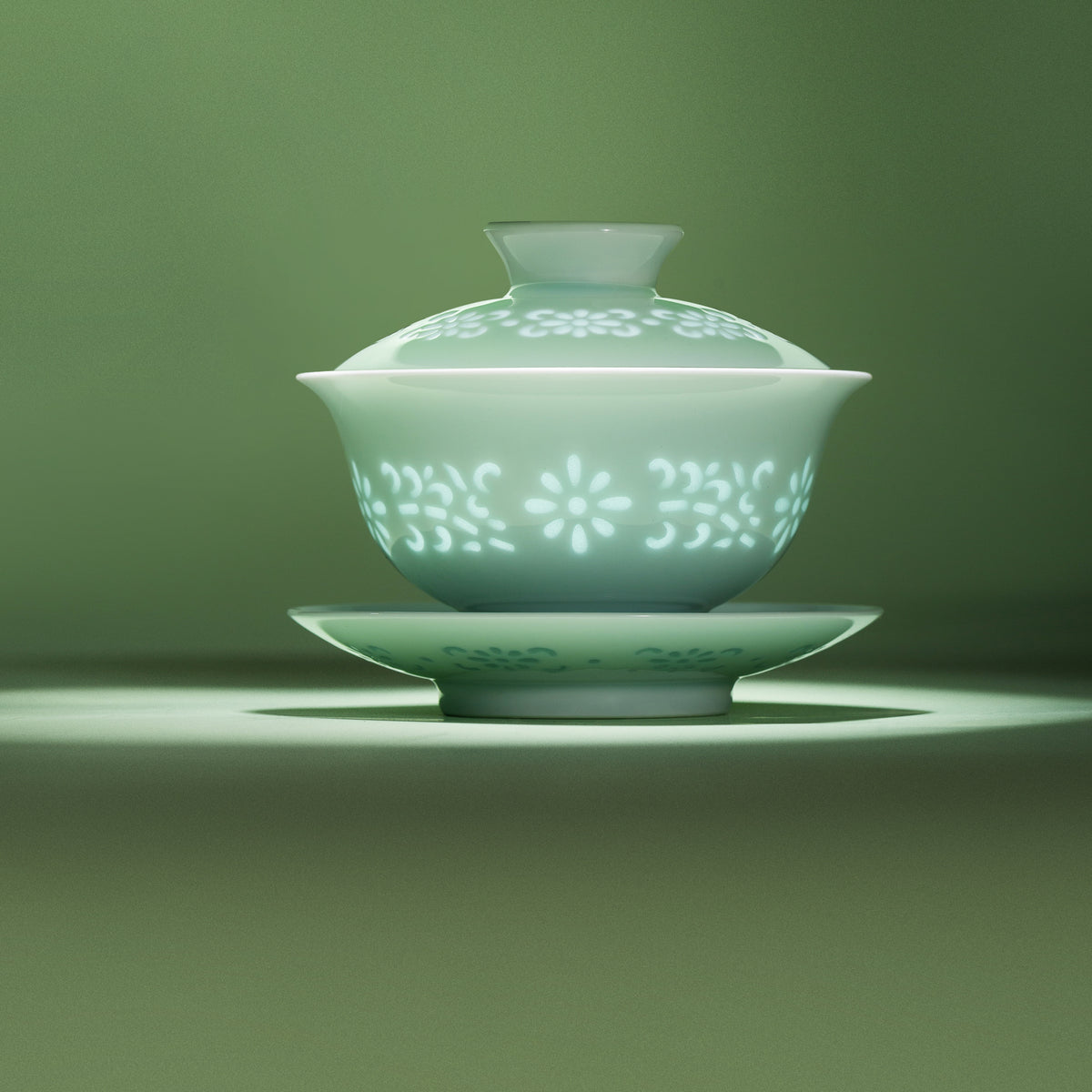 Celadon Lace · Handcrafted 21-Piece Tea Set — detail view 1