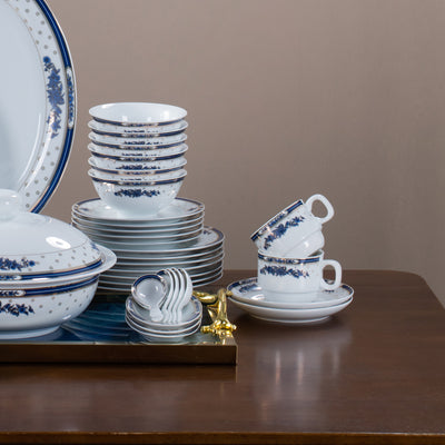 Blue & Gold Peonies · 56-Piece Dinner Service with Four-Section Dish — detail view 2