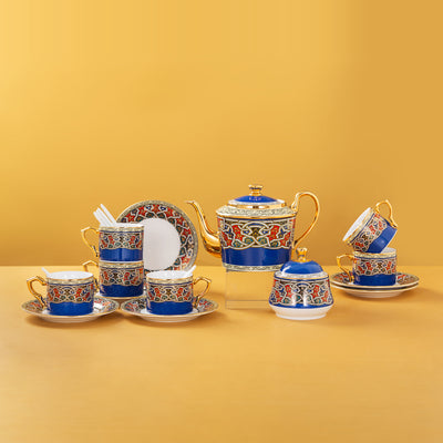 Blue Tajik · 20-Piece Coffee Service — complete display