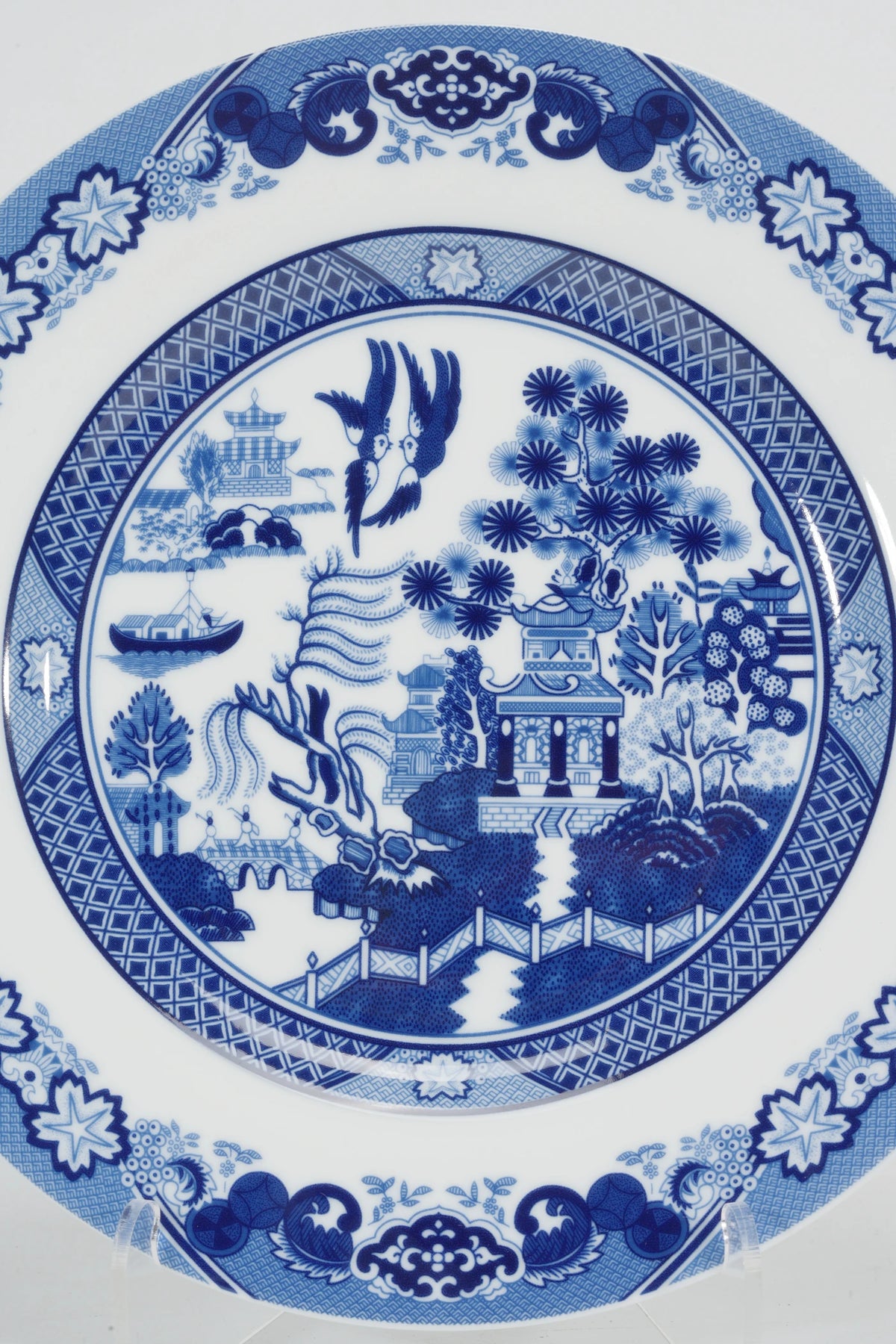 Company product photograph: landscape decoration and borders on the Classical Gardens porcelain platter.